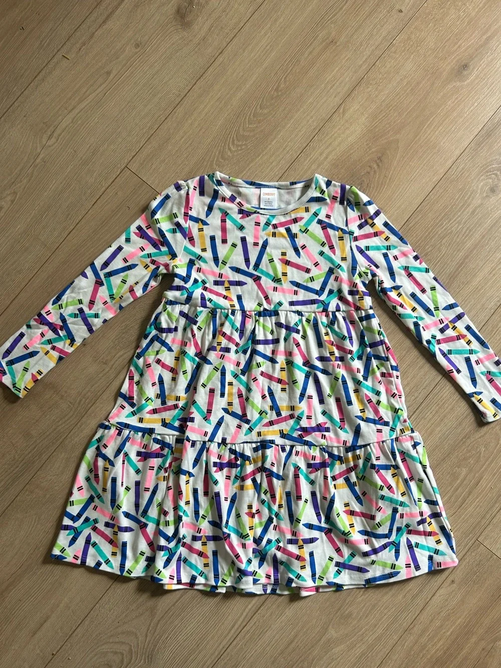 Gymboree White Multicolor Confetti-Print Long Sleeve Dress